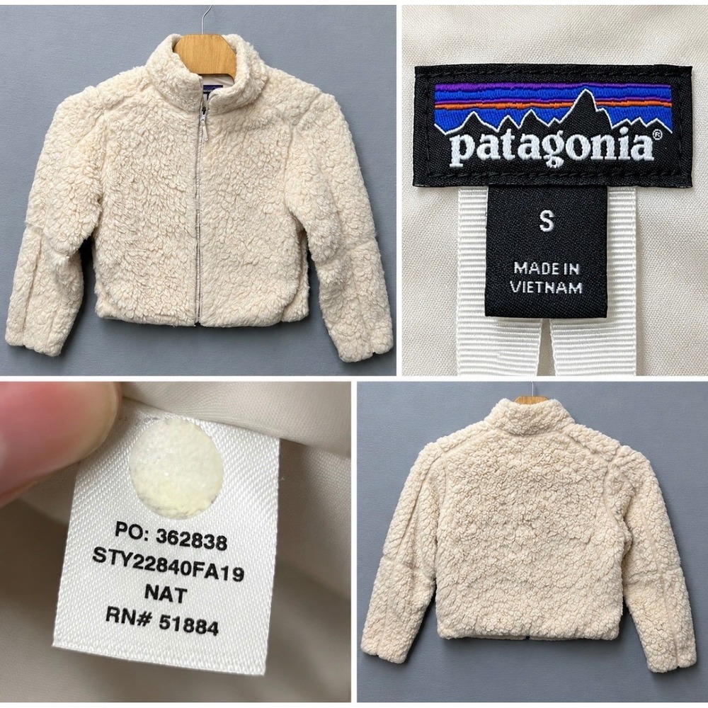 Patagonia Lunar Frost Jacket Womens S Natural Sherpa Teddy Fleece Cropped NM